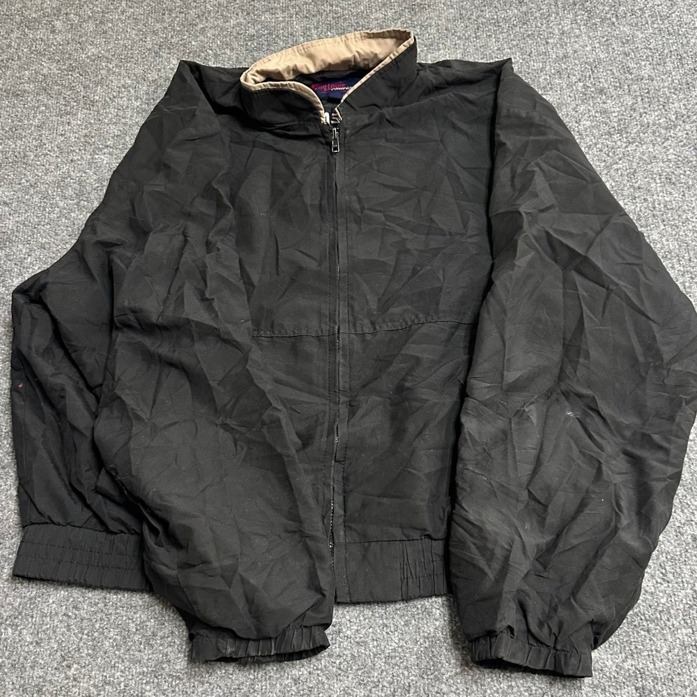King Louie Jacket Mens 2XL Black Windbreaker Carpenters Union Local 790 USA Made